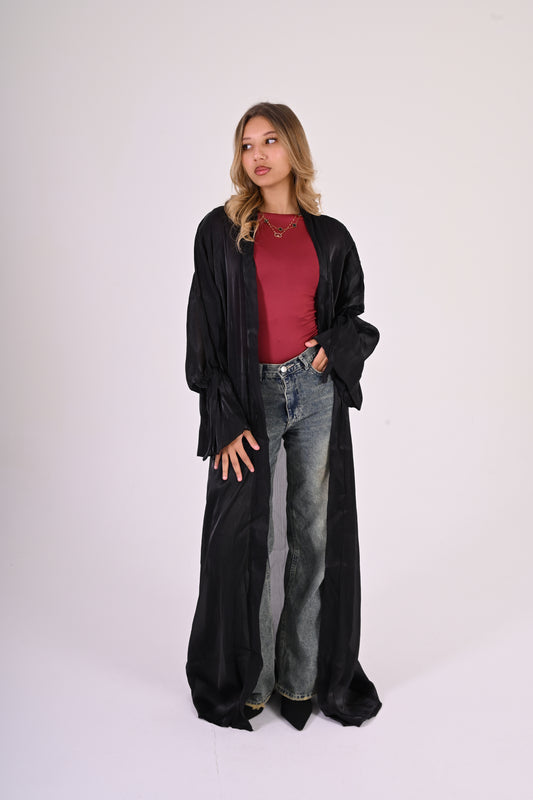 Luna Sheer Kaftan In Black