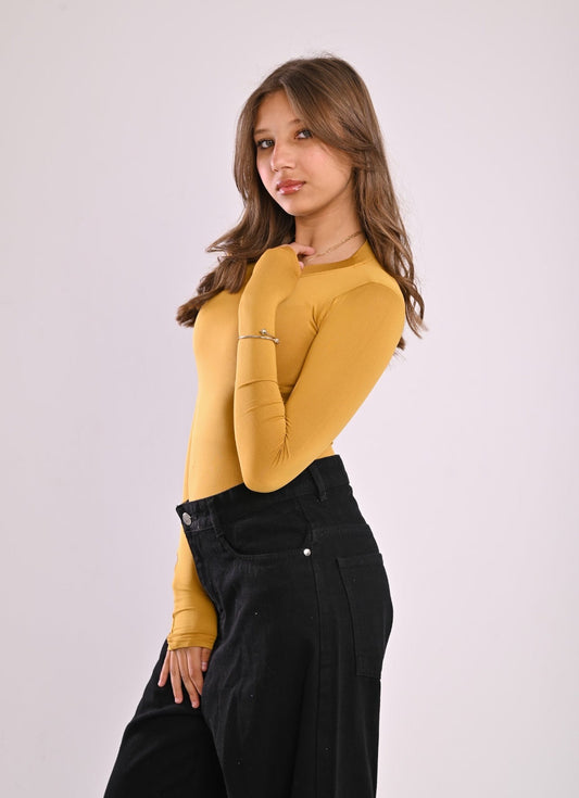 Mustard Contour Long Sleeve Top