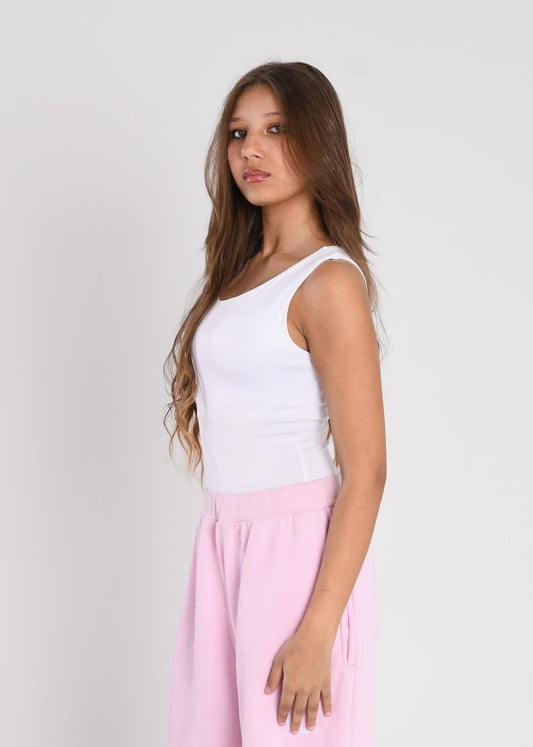 White Round Neck bodysuit Top
