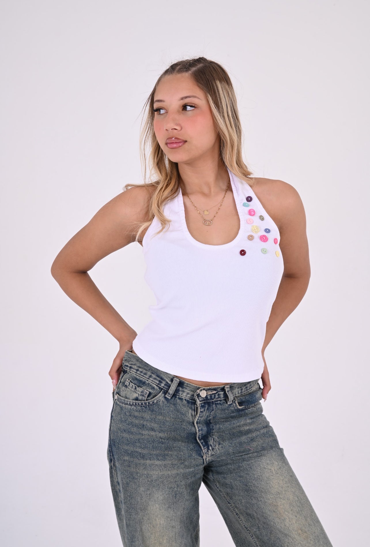 Candy Button Halter Top