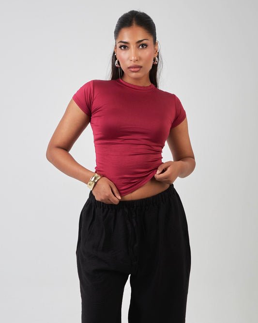 Maroon short sleeves top