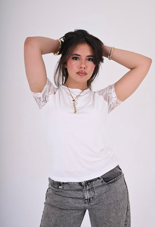 White Lacey Top
