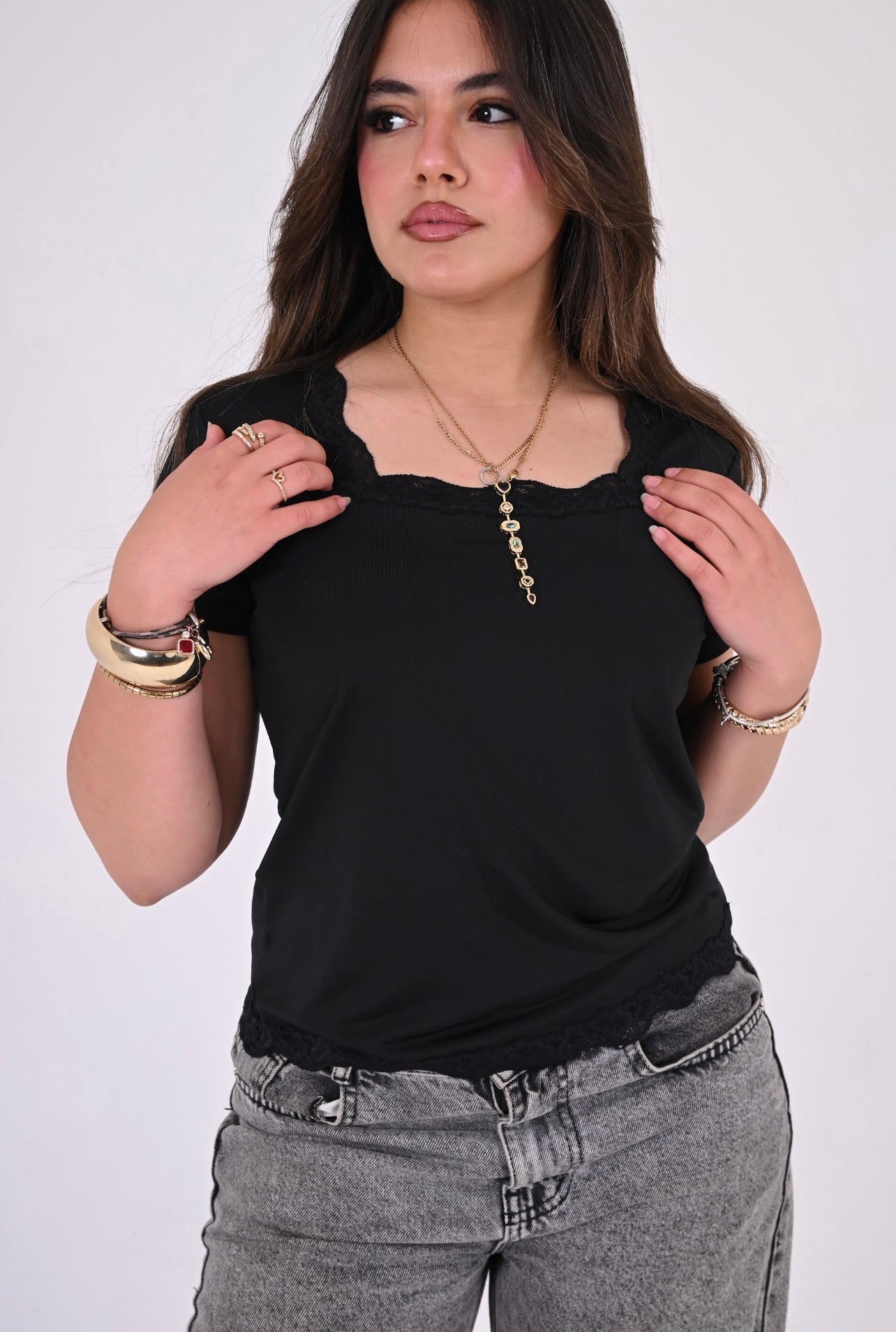 Ballerina Neckline Top In Black