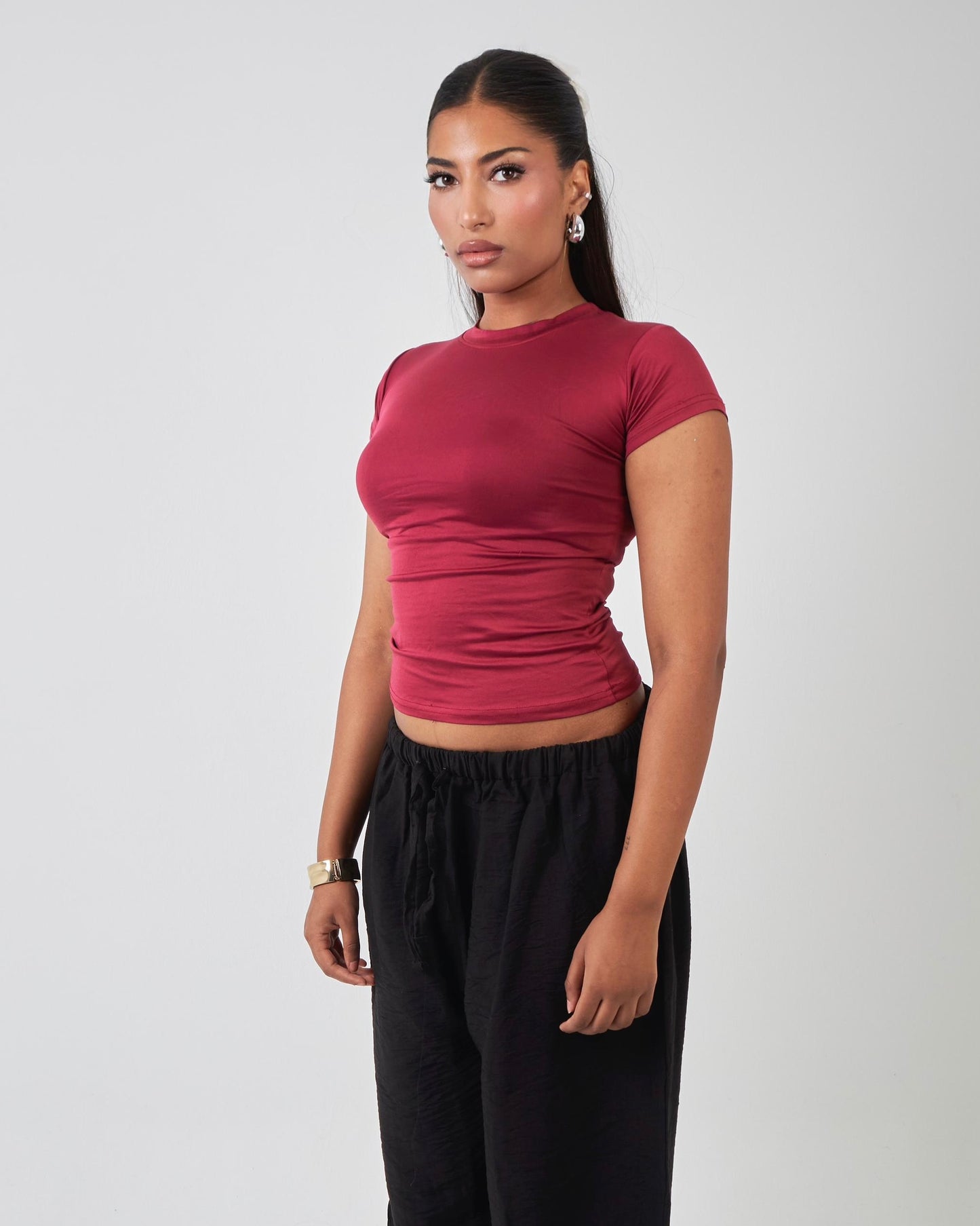 Maroon short sleeves top