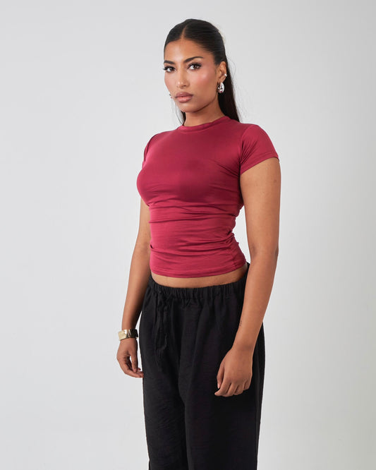 Maroon short sleeves top