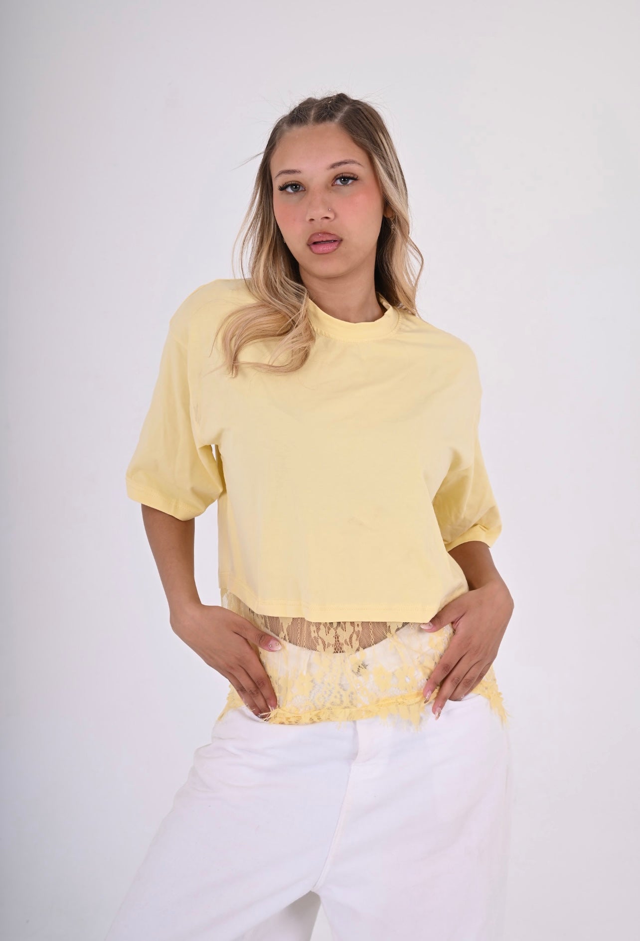Eyelash Hem Tee In Butter Yellow