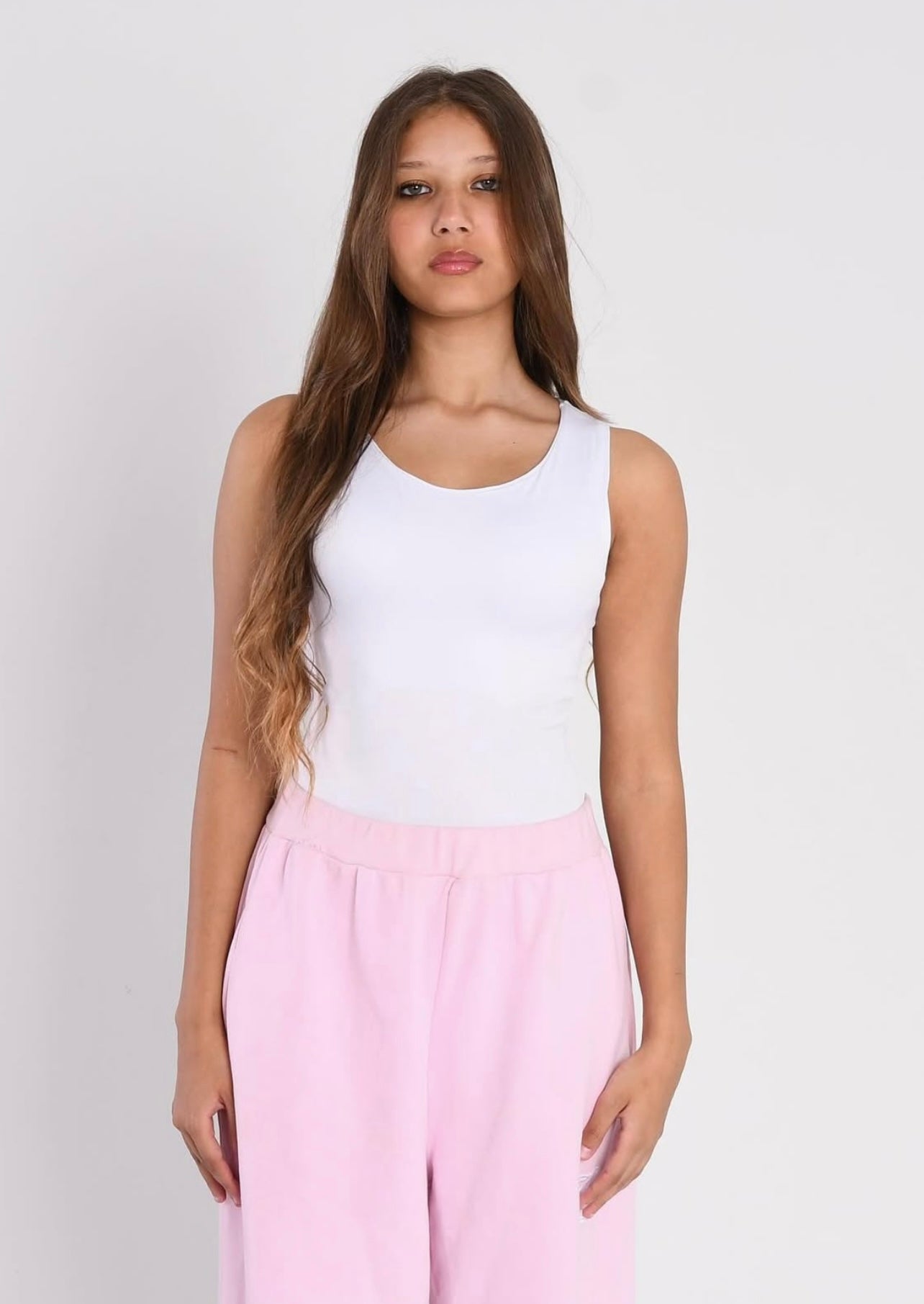 White Round Neck bodysuit Top