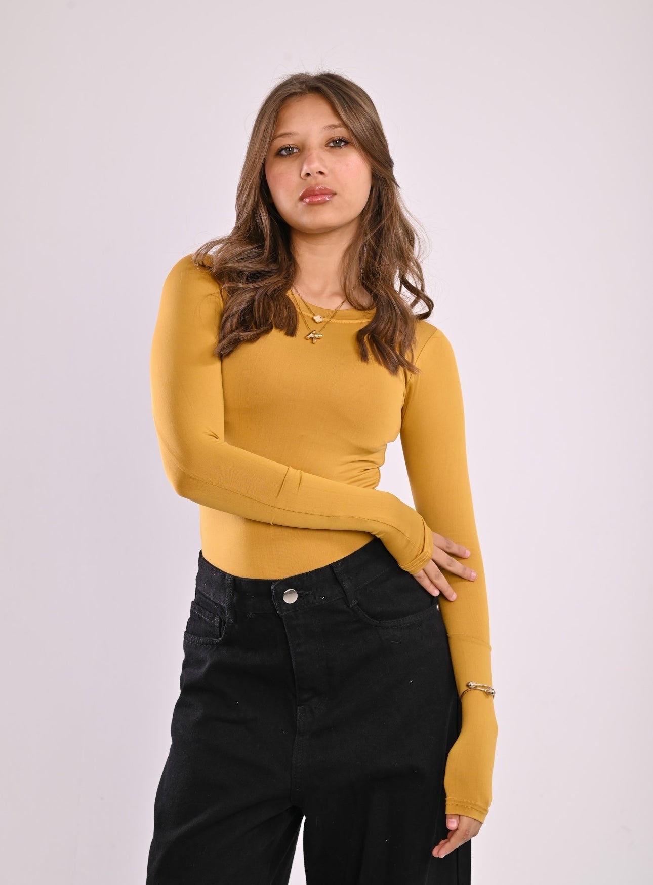 Mustard Contour Long Sleeve Top