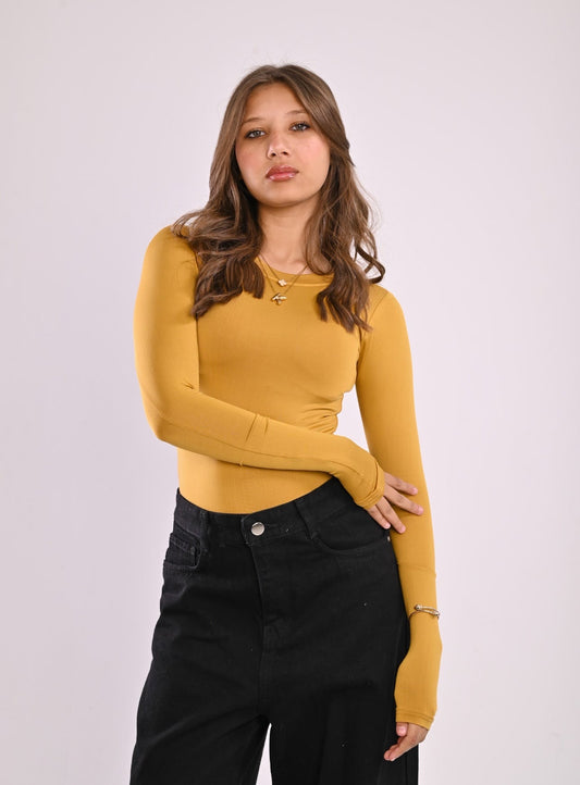 Mustard Contour Long Sleeve Top